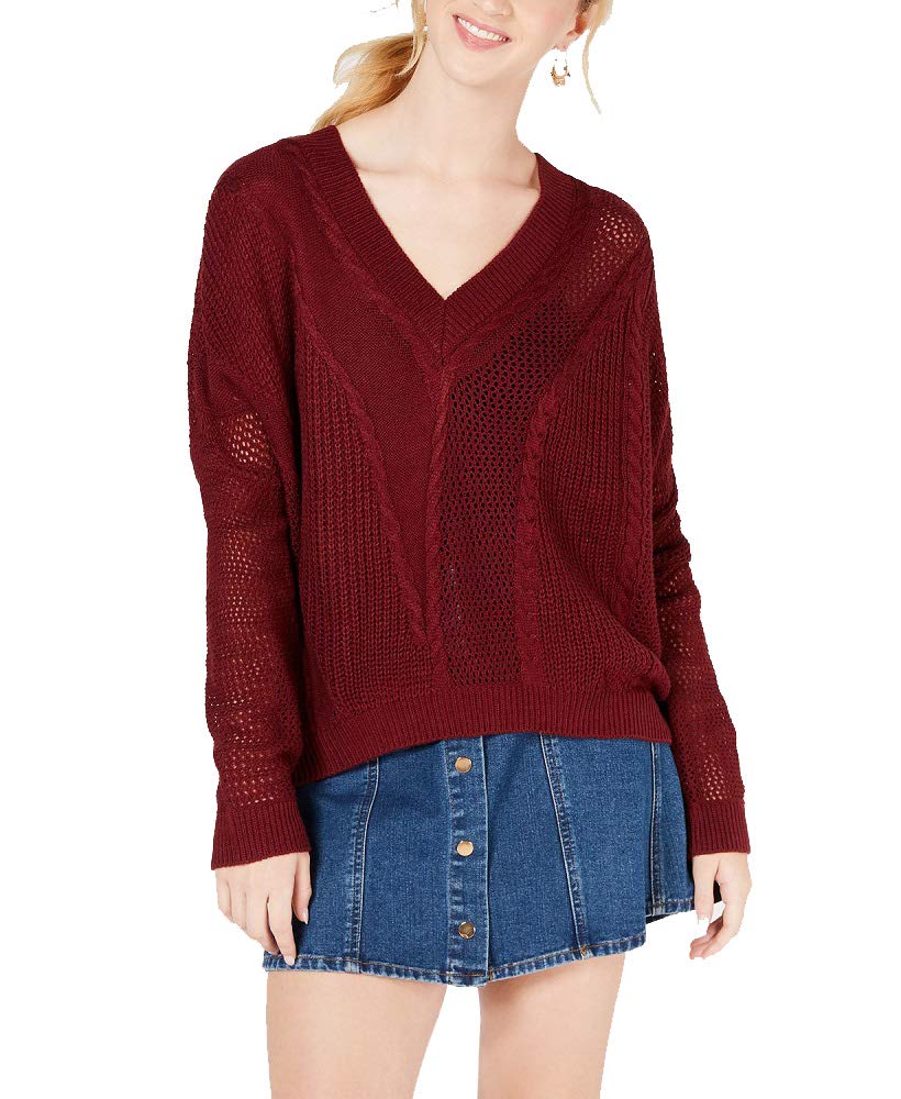 Ultra Flirt By Ikeddi Juniors Pointelle Cable Knit Sweater