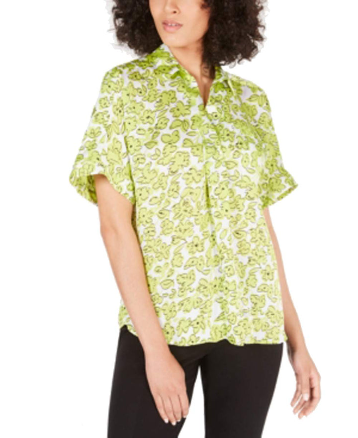 Petite Printed Short-Sleeve Blouse