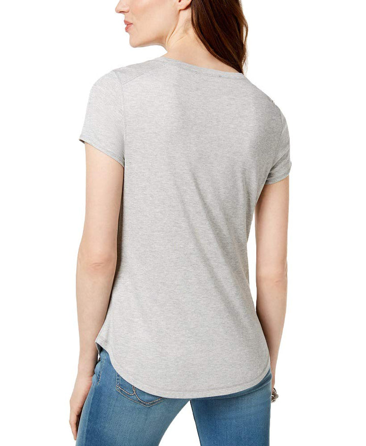 Ribbed Glitter Graphic T-Shirt