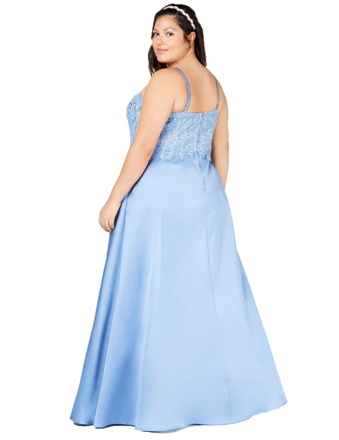 Trendy Plus Size Rhinestone Embroidered Gown