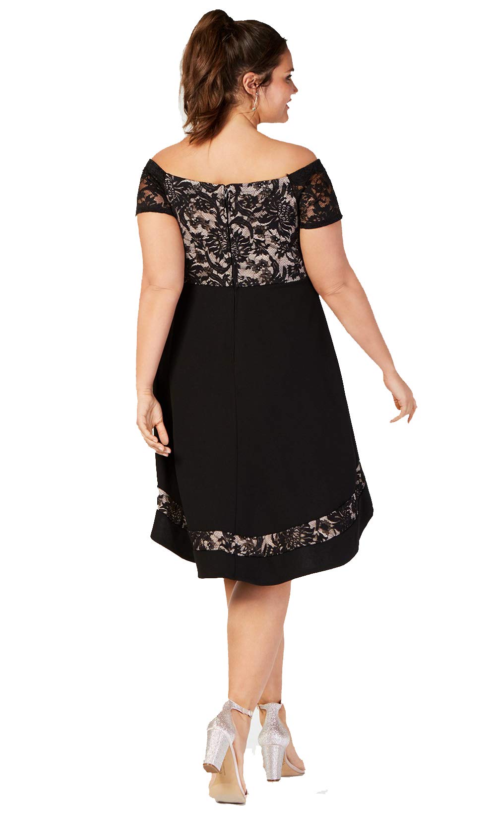 City Studios Trendy Plus Size Off The Shoulder Lace Dress