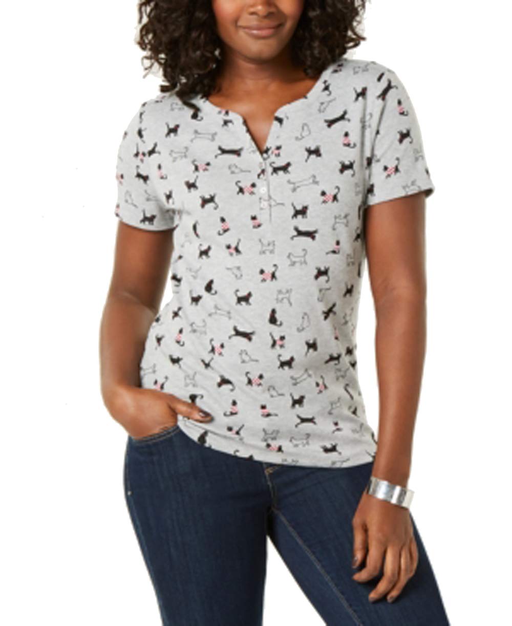 Karen Scott Printed Henley T-Shirt