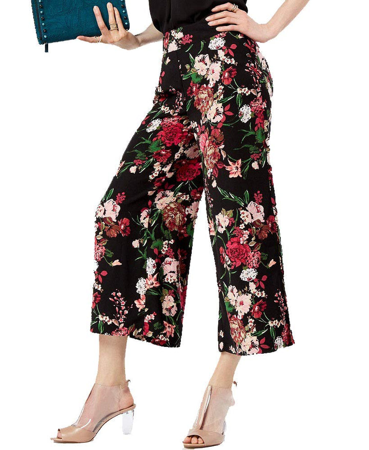 Printed Cropped Wide Leg Pants