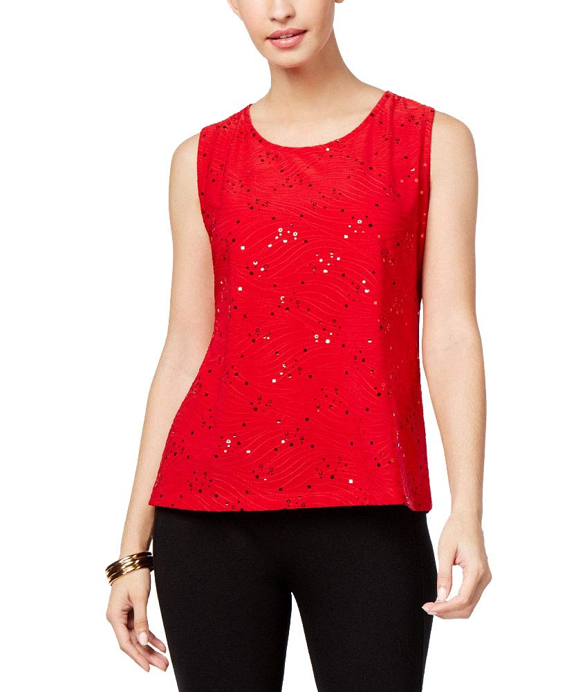 JM Collection Petite Sequined Jacquard Shell