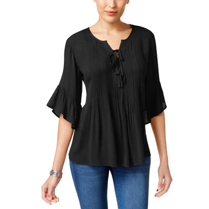 Style & Co Petite Pintucked Peasant Top