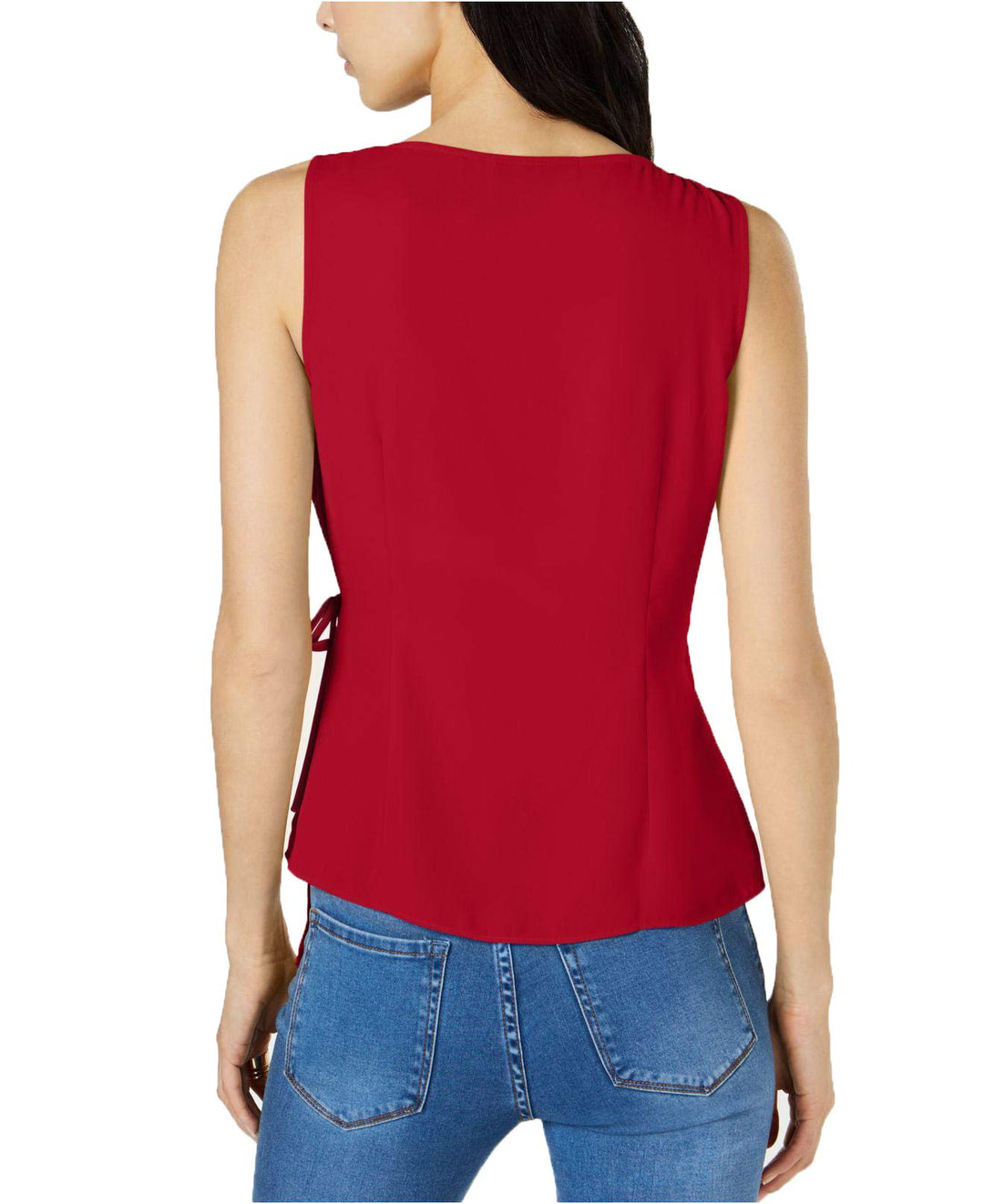 Solid Ruffle Surplice Tank Top