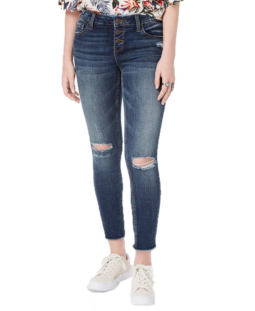 Vanilla Star Juniors Ripped Button Fly Skinny Jeans