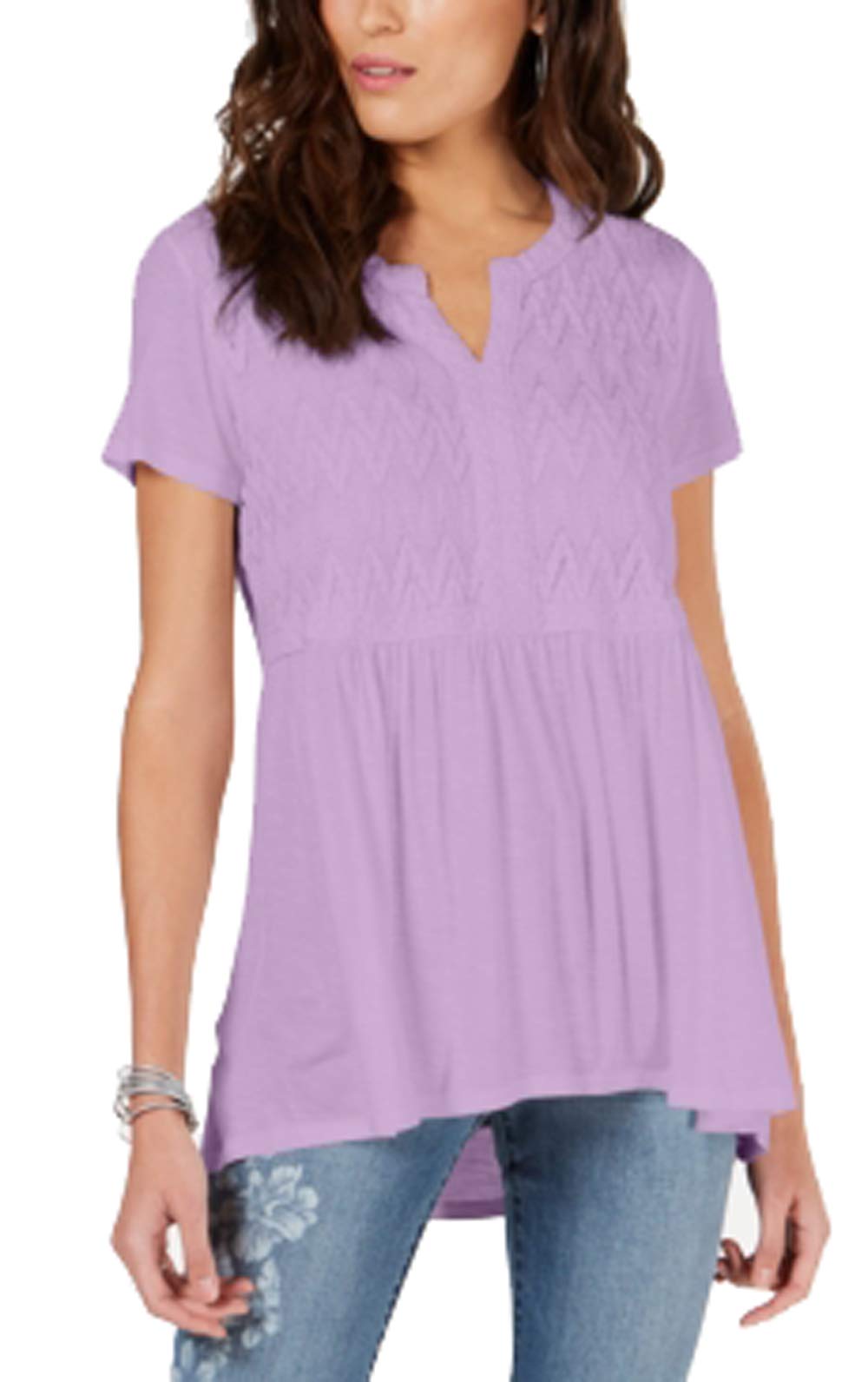 Style & Co Crochet Bib High Low Top