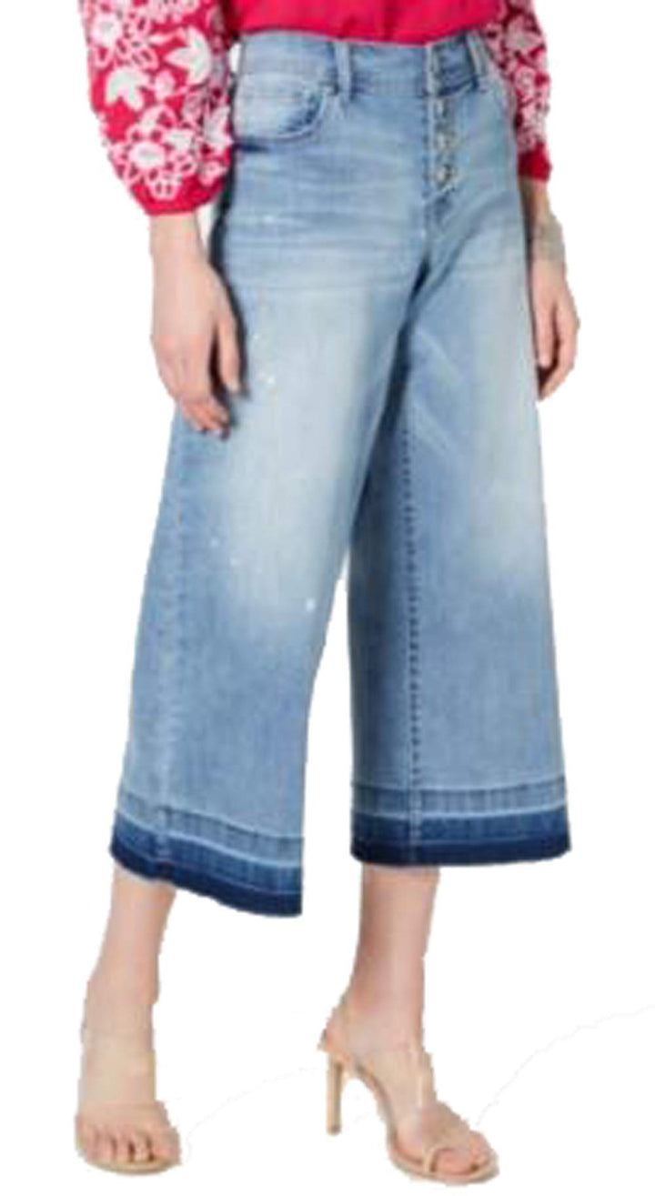Petite Cropped Wide Leg Released Hem Jeans