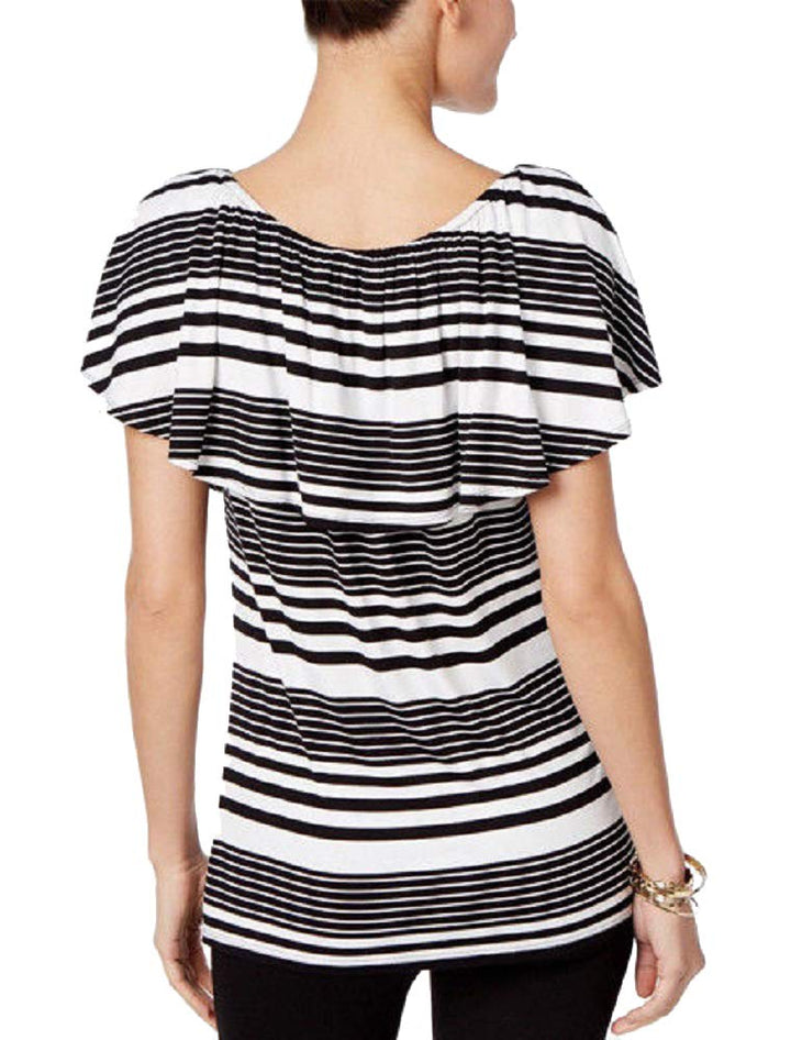INC International Concepts Petite Striped Flounce Top