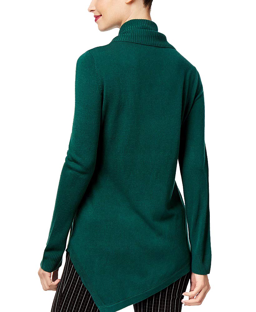 NY Collection Cowl Neck Asymmetrical Hem Sweater