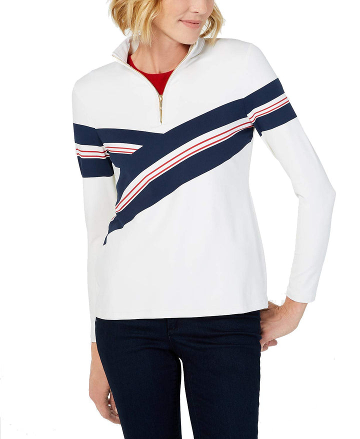 Striped Half-Zip Top