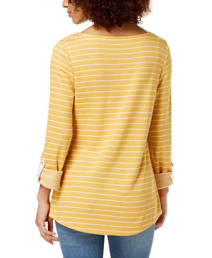 Charter Club Striped 3/4 Sleeve Top