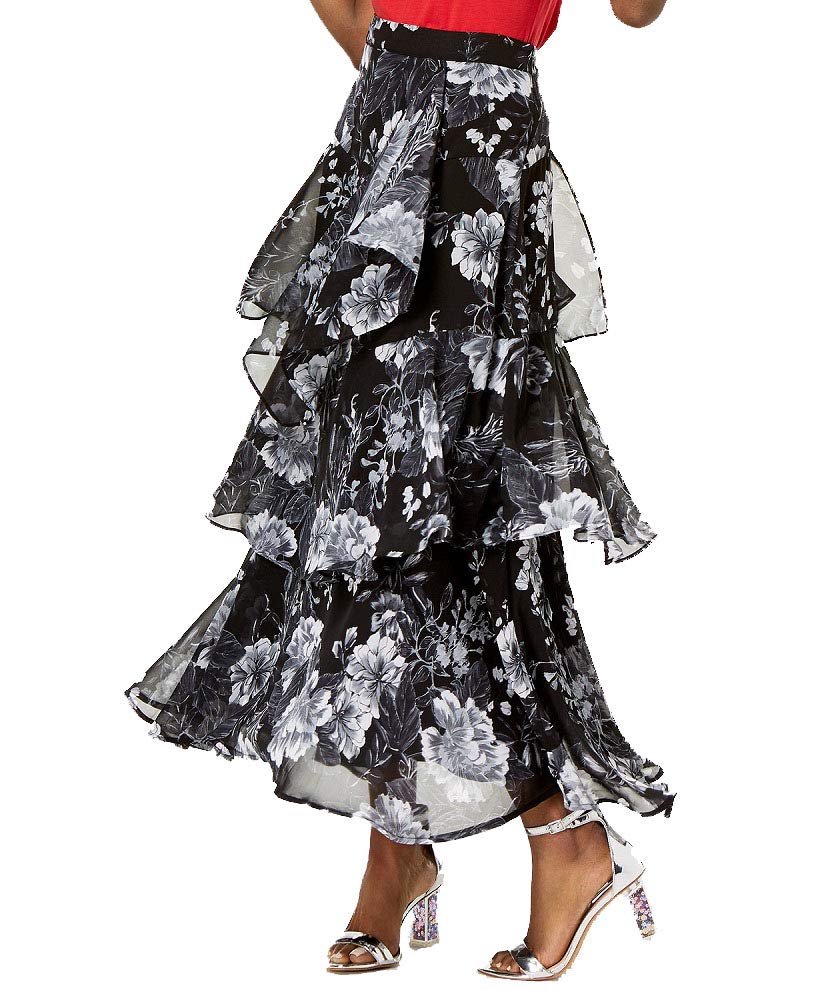 Plus Size Printed Tiered Skirt