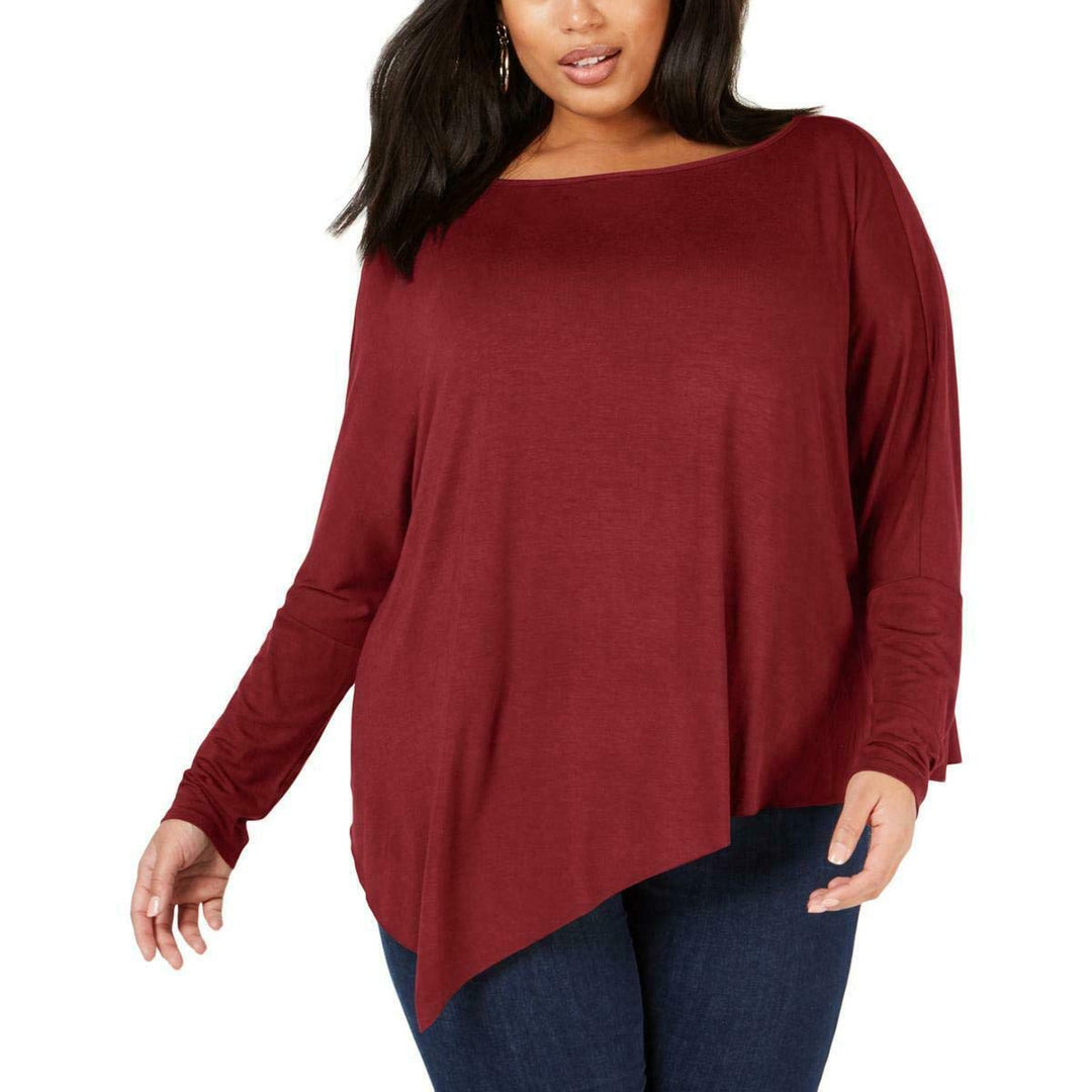 Plus Size Dolman-Sleeve Asymmetrical Top