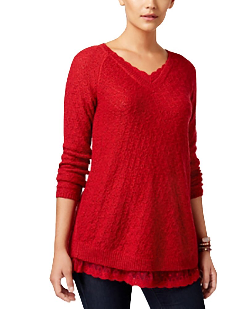 Style & Co Lace Trim Sweater