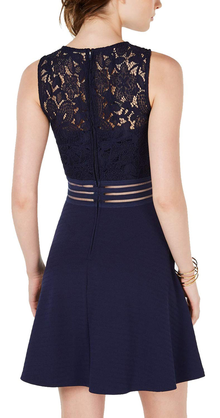 City Studios Juniors Lace Trim Fit Flare Dress