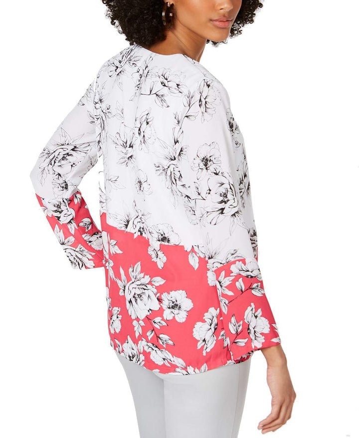 Petite Printed Zip-Front Top