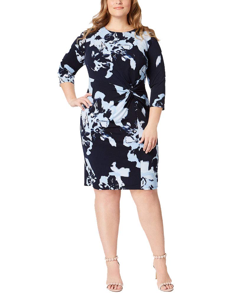 Plus Size Printed Twist Front Dress