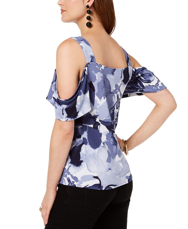 Petite Printed Cold Shoulder Top