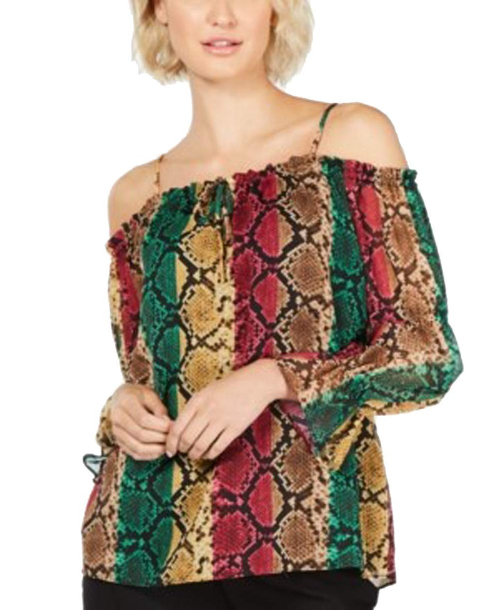 INC Multicolor Python-Print Top