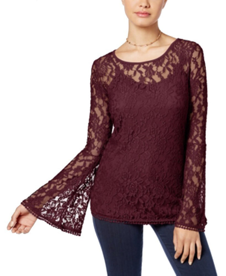 Ultra Flirt Juniors Lace Bell Sleeve Top