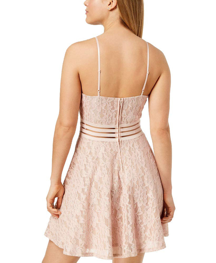 City Studios Juniors Lace Illusion Fit Flare Dress