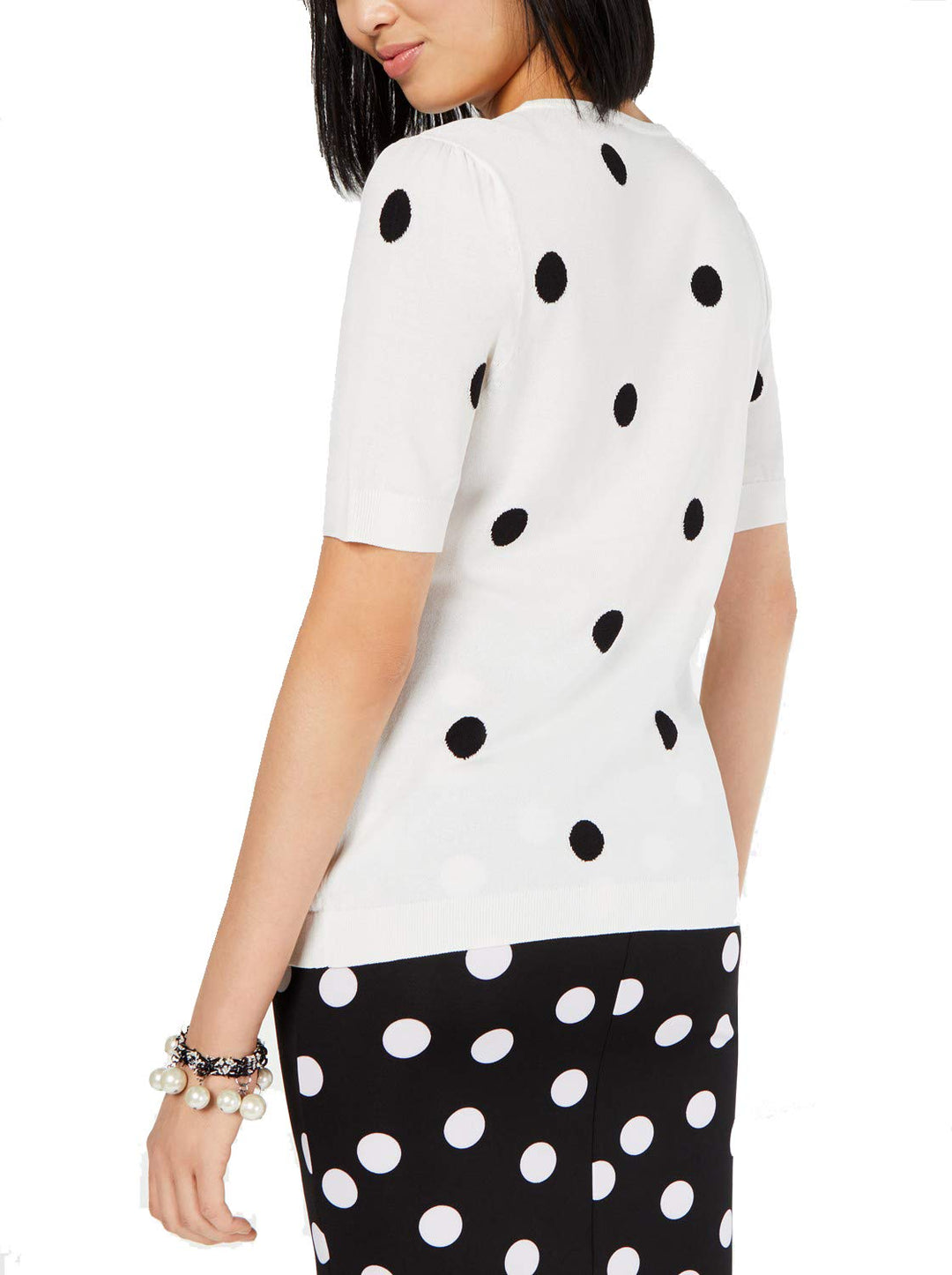 INC Polka Dot Puff-Sleeve Sweater