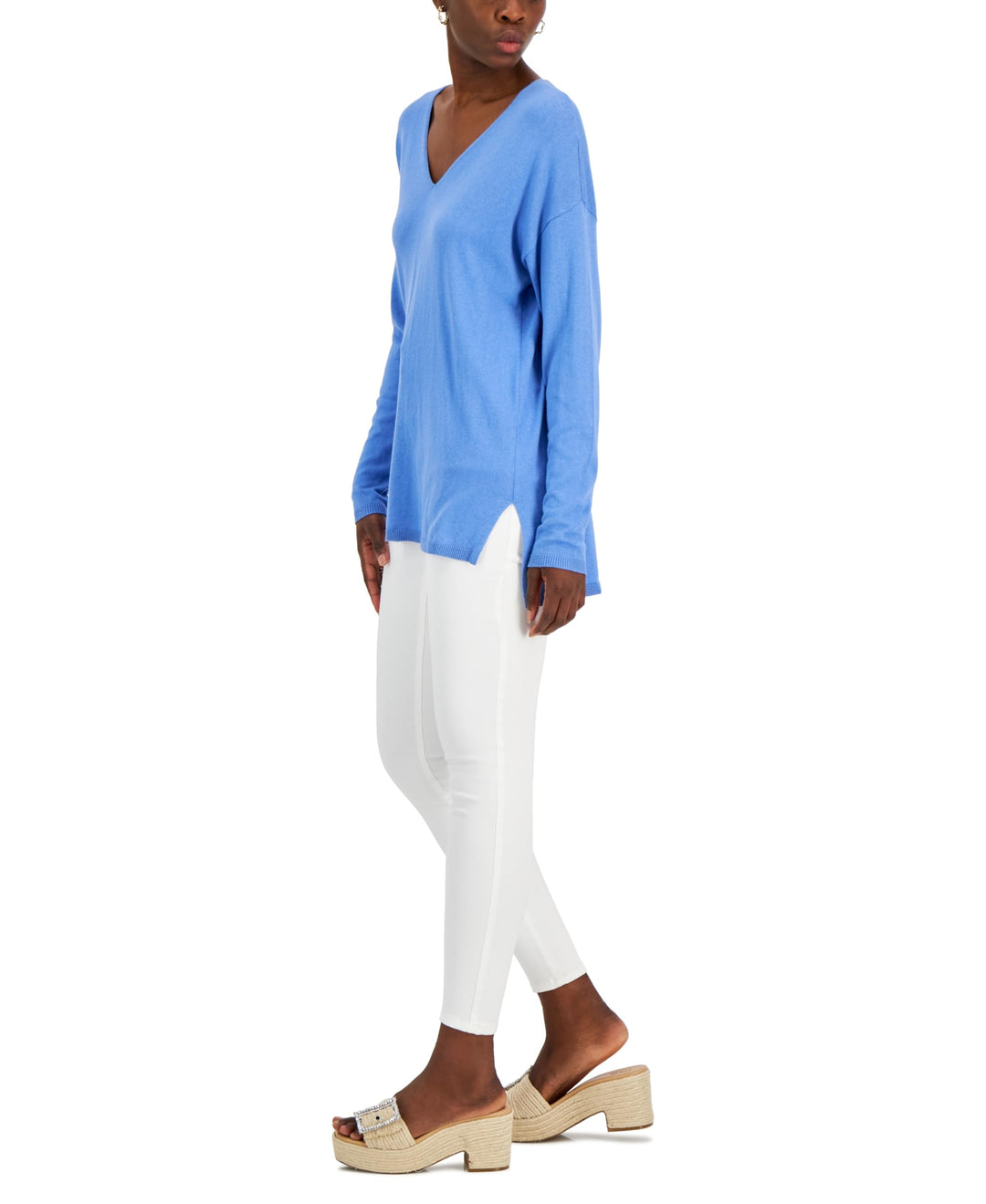 International Concepts Womens Solid V Neck Sweater