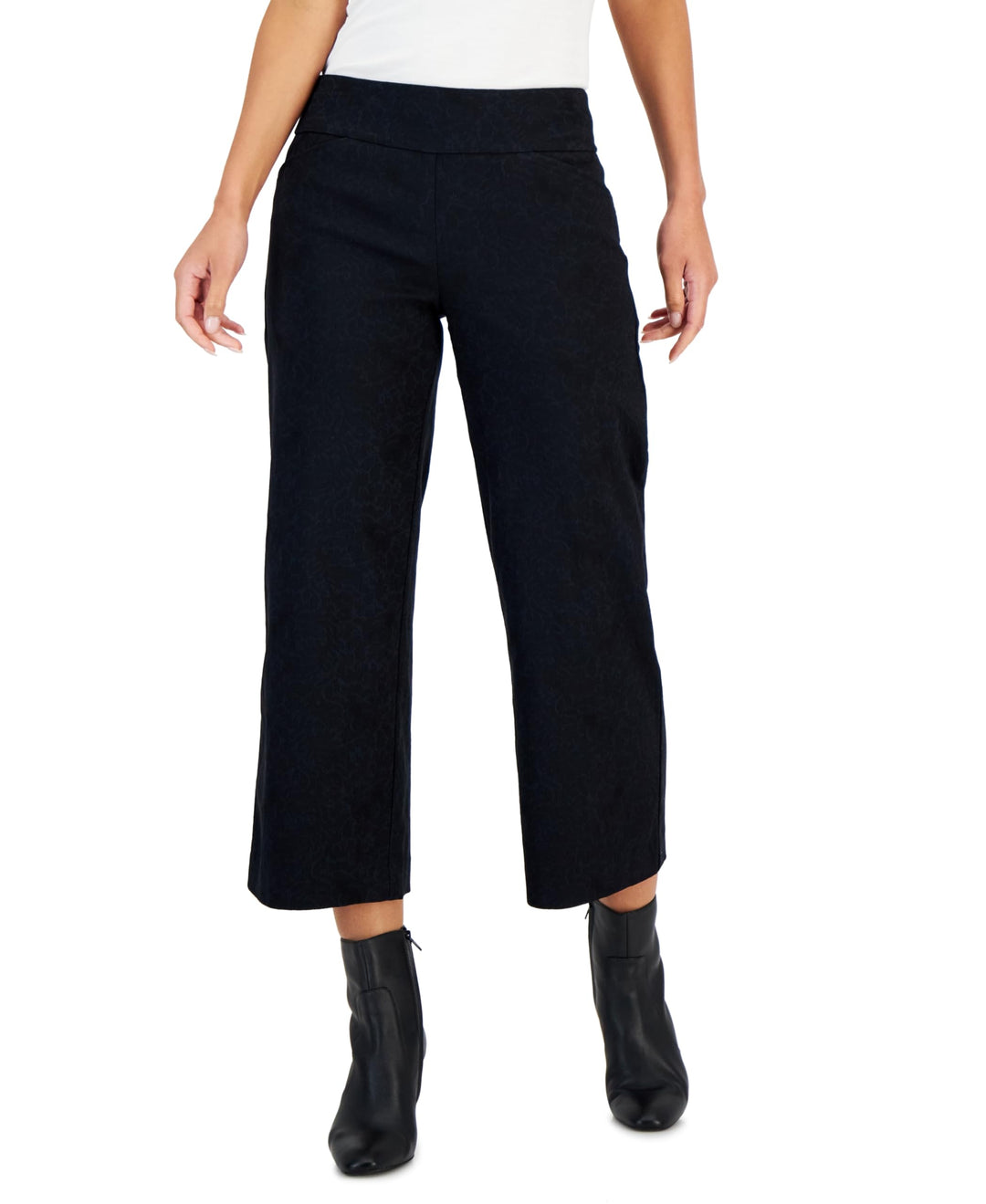 Charter Club Petite Printed Jacquard Cropped Wide Leg Pants