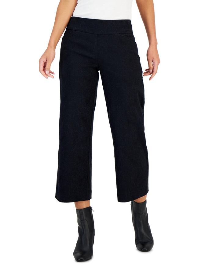 Charter Club Petite Printed Jacquard Cropped Wide Leg Pants
