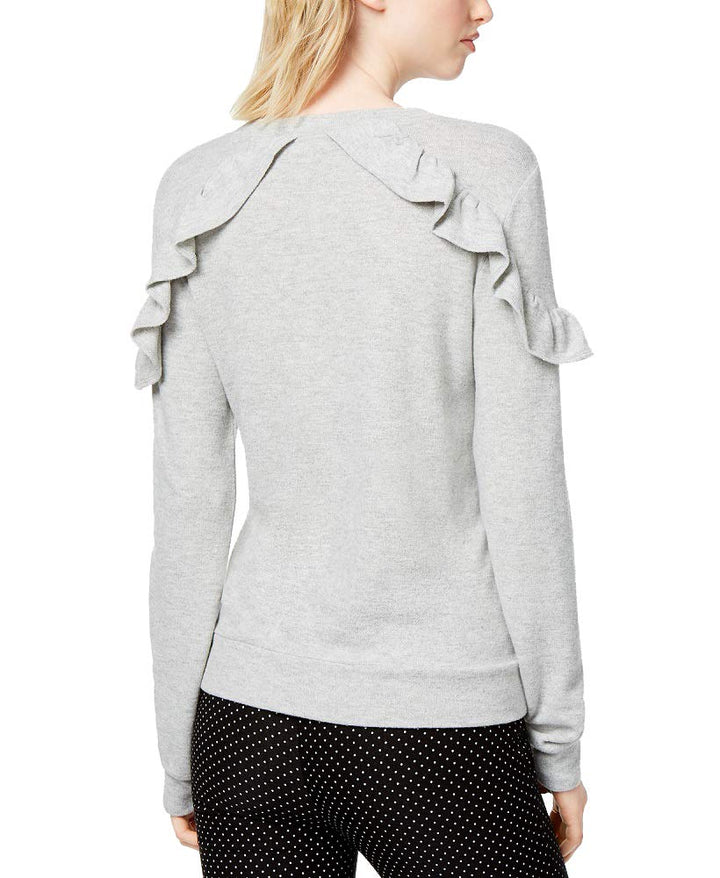 Maison Jules Crew Neck Ruffled Sweatshirt
