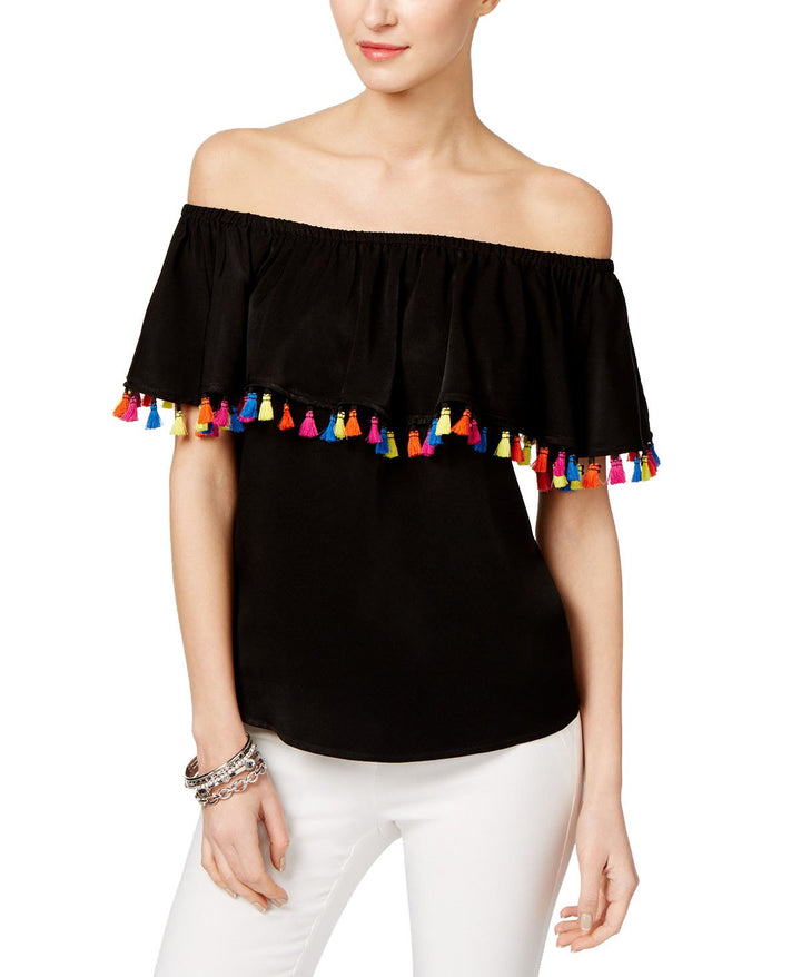 INC International Concepts Petite Tassel Trim Off The Shoulder Top