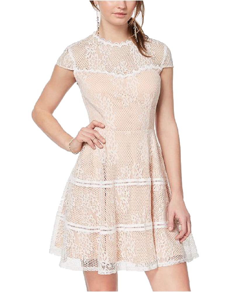 City Studios Juniors Illusion Lace Fit Flare Dress