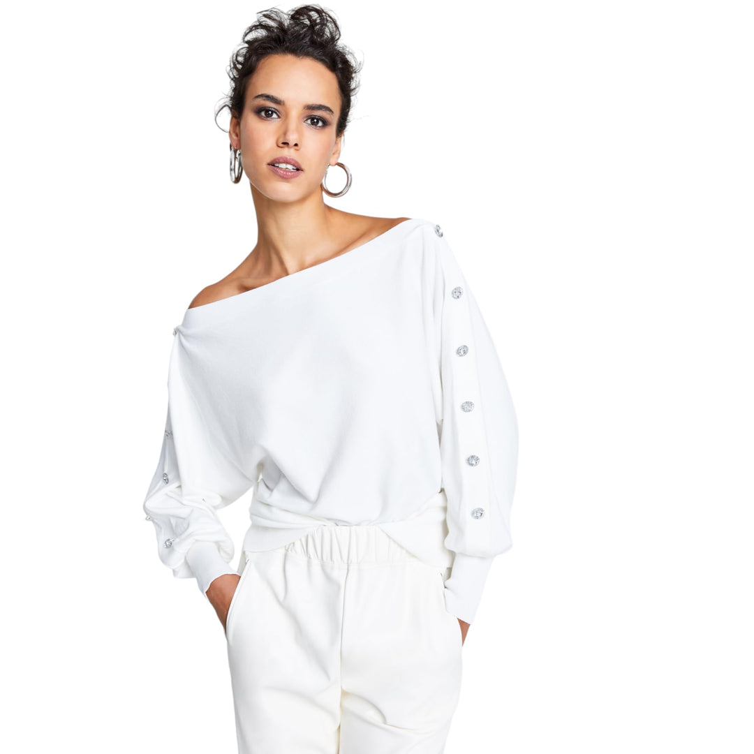 Women's Rhinestone-Button Sweater