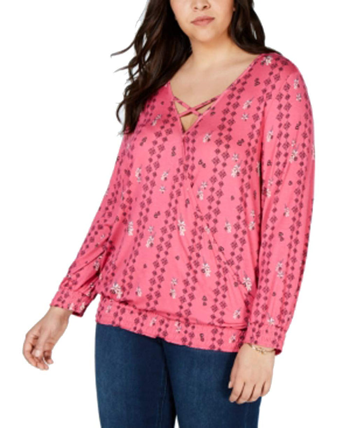 Plus Size Printed Smocked Top
