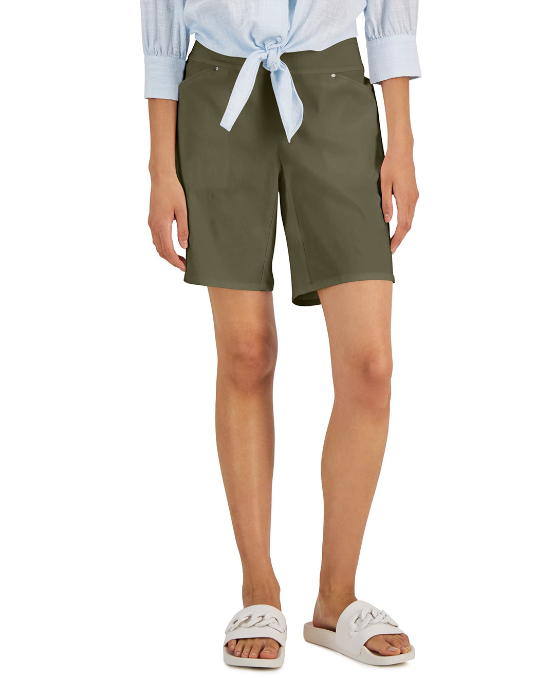 Women's Curvy Mid Rise Pull-On Bermuda Shorts