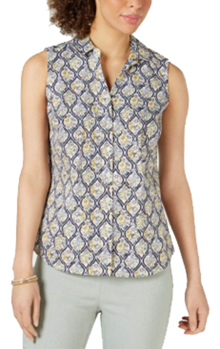 Petite Sleeveless Button-Up Shirt