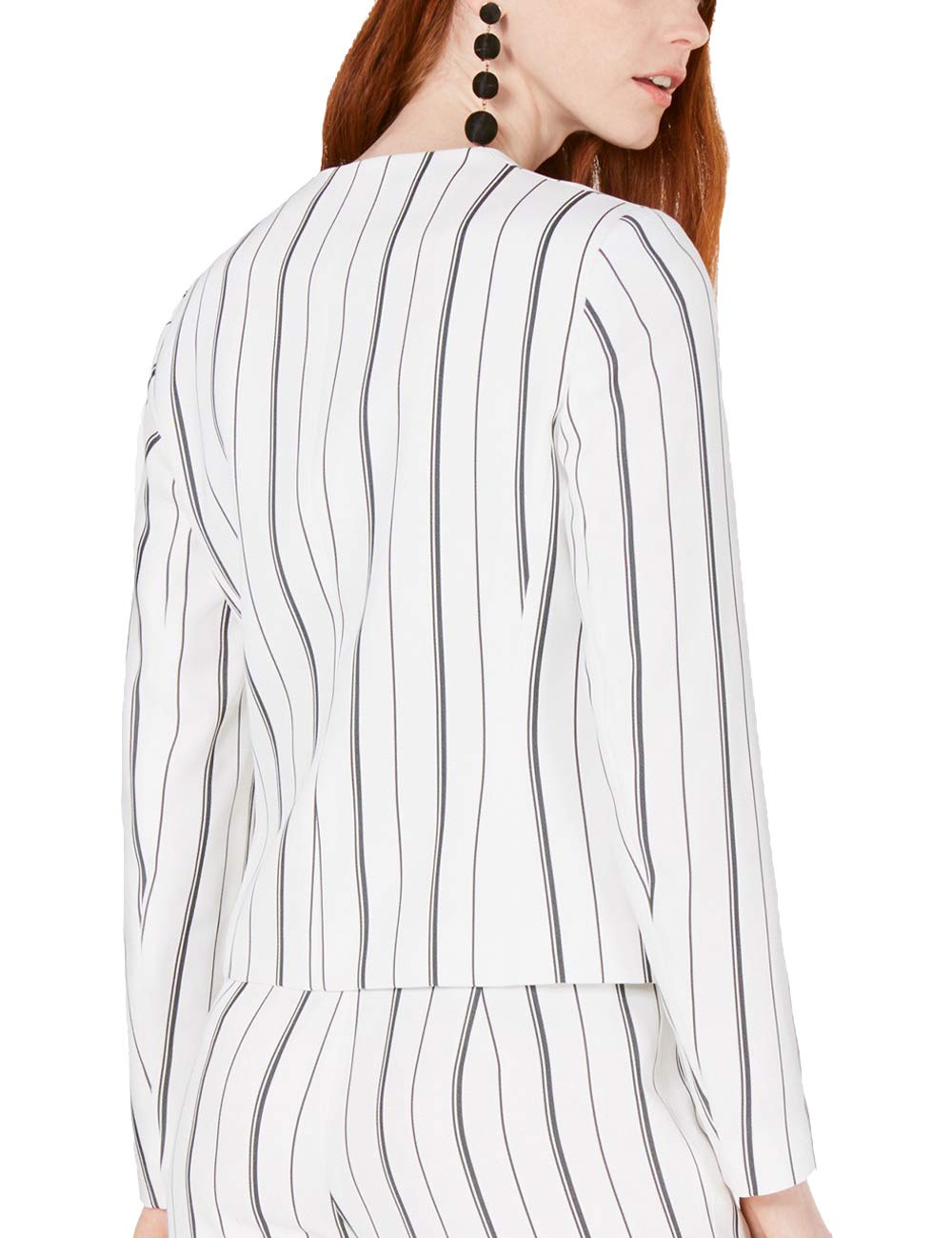 Bar III Striped Collarless Jacket