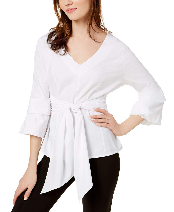 Angel Sleeve Tie Front Top