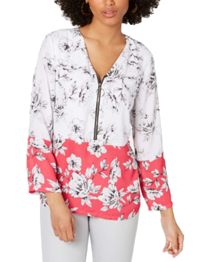 Petite Printed Zip-Front Top