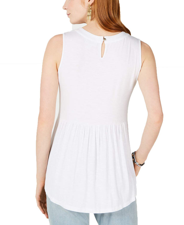 Style & Co Embroidered Keyhole Top