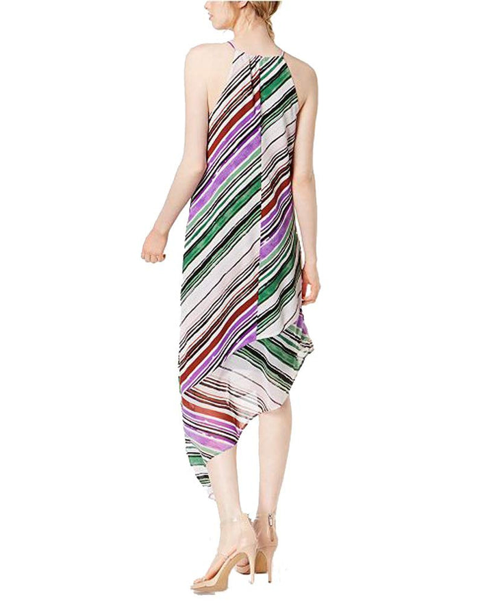 Asymmetrical-Hem Halter Maxi Dress