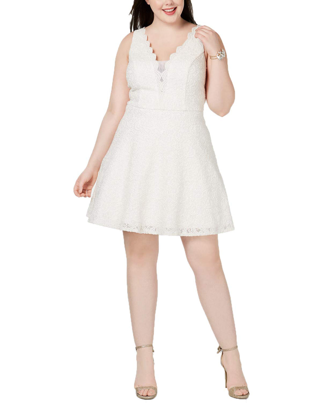 Trendy Plus Size Glitter Lace Fit & Flare Dress USAFashion Trendy Plus Size Glitter Lace Fit & Flare Dress USAFashion