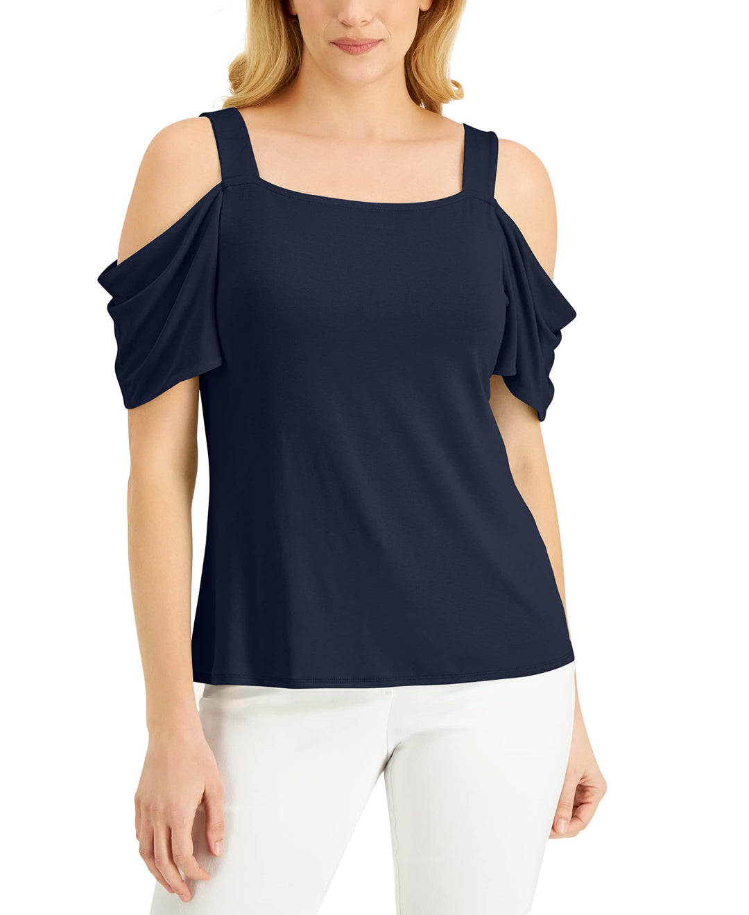 JM Collection Cold Shoulder Top