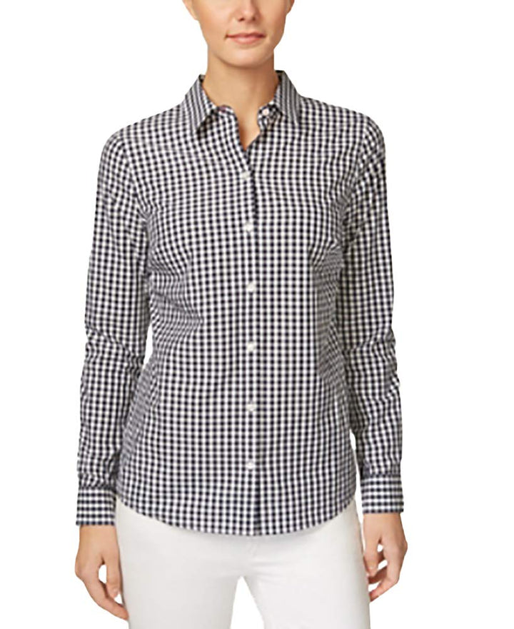 Charter Club Roll Tab Print Shirt