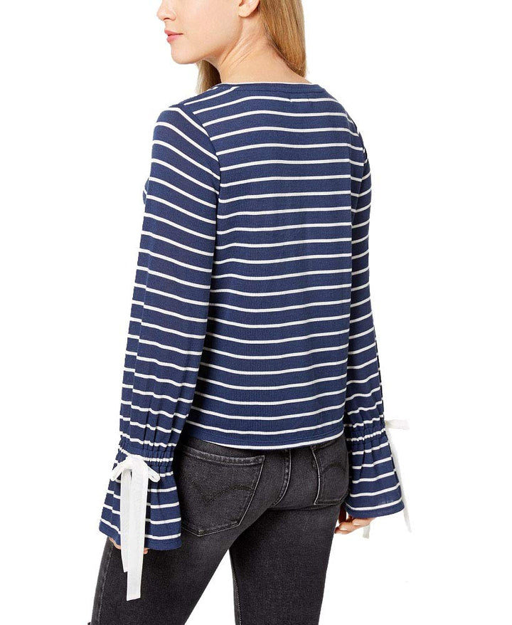 Maison Jules Striped Bell Sleeve Top