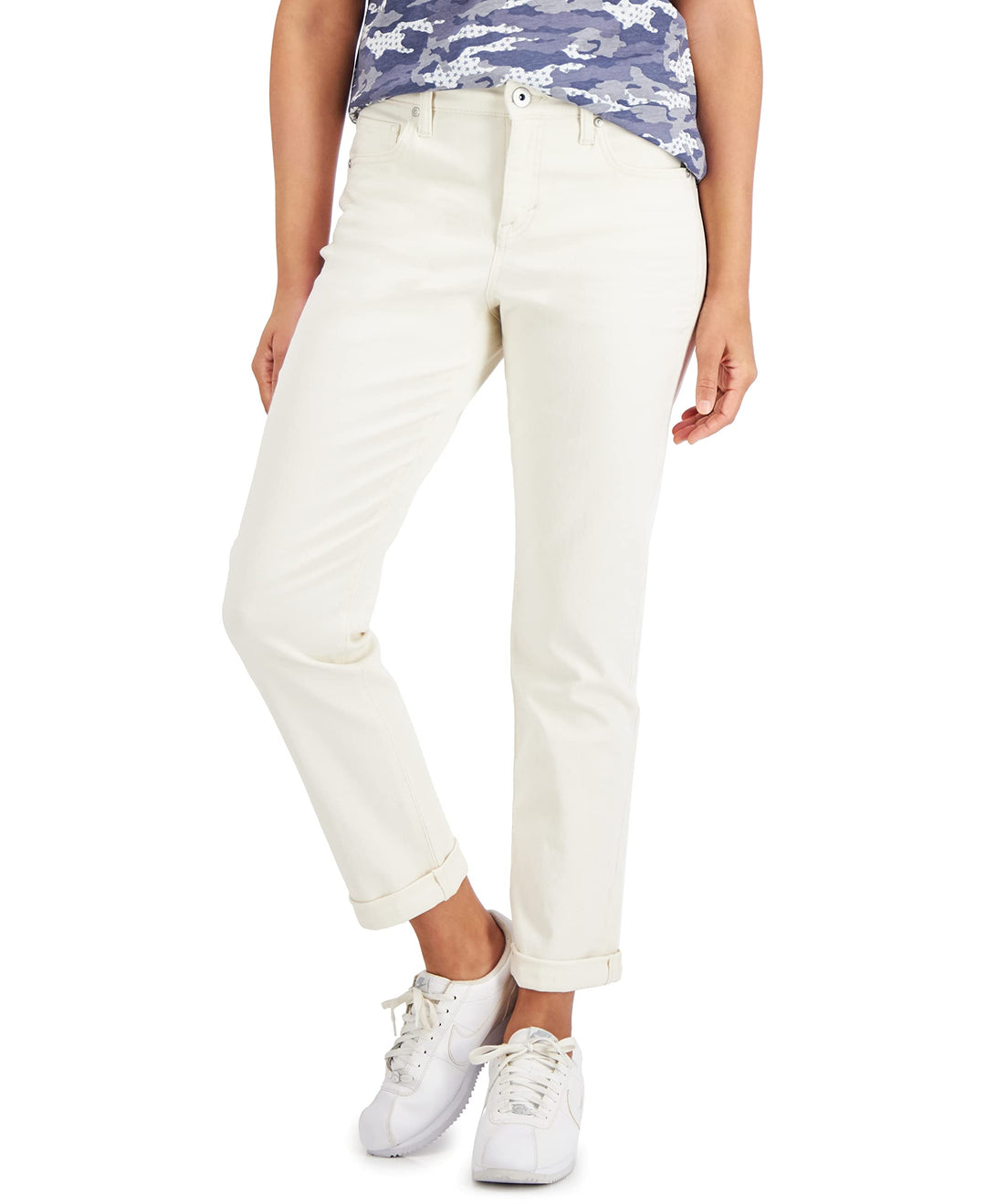 Style & Co Petite Mid Rise Curvy Girlfriend Jeans