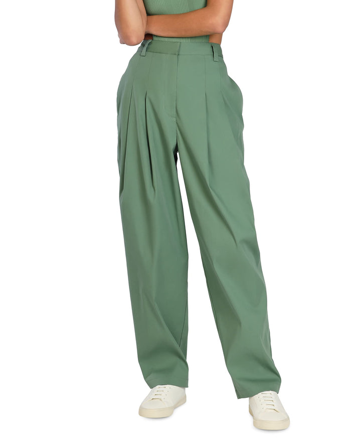 Bar III Nicole Williams English Pleated Wide Leg Relaxed Pants