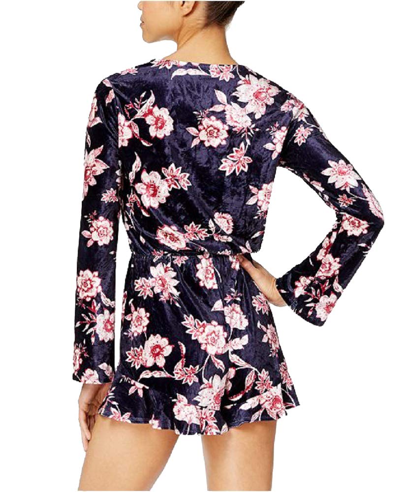 Juniors' Velvet Floral-Print Romper